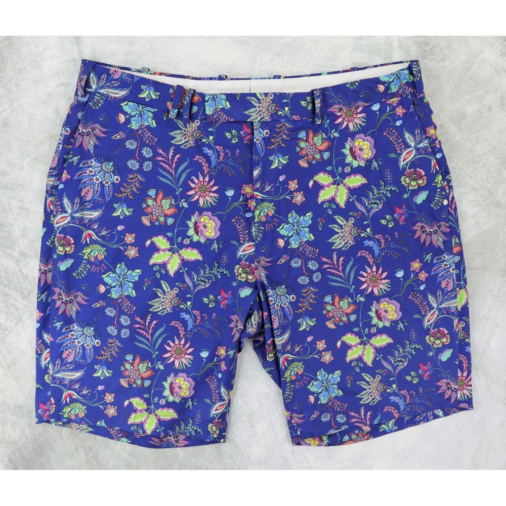 RLX Ralph Lauren Golf Shorts Mens 38‎ Blue Floral Paisley Performance Stretch